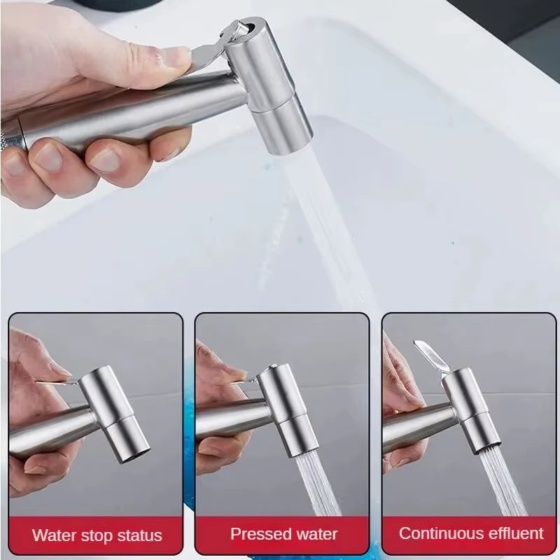 Handheld Bidet Sprayer Set Stainless Steel Spray Gun Shower Handheld Toilet Bidet Faucet Sprayer Shower Nozzle Self Cleaning