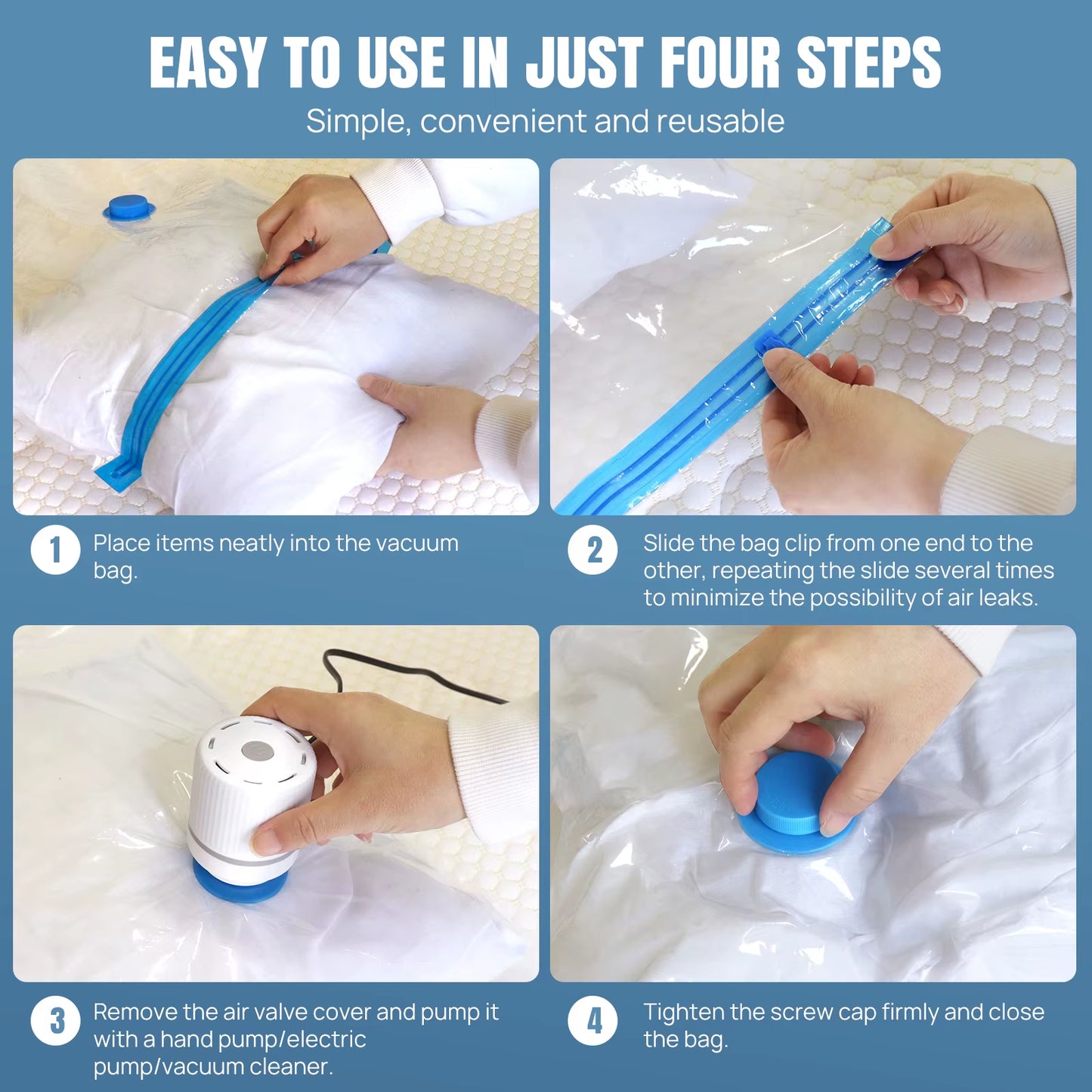 12Pack Vacuum Storage Bags, Space Saver Bags Compression for Comforters and Blankets, Sealer Clothes Travel Packing Organizer