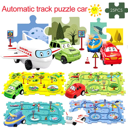 Puzzel Toy Set Rail Car DIY Assemble Jigsaw Flexible Railway Track Parent-Child Interaction Toy Electric Car Puzzle Toys Gifts