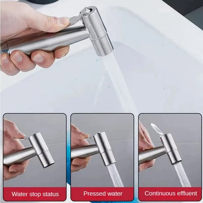 Handheld Bidet Sprayer Set Stainless Steel Spray Gun Shower Handheld Toilet Bidet Faucet Sprayer Shower Nozzle Self Cleaning