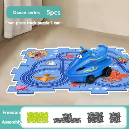 Puzzel Toy Set Rail Car DIY Assemble Jigsaw Flexible Railway Track Parent-Child Interaction Toy Electric Car Puzzle Toys Gifts