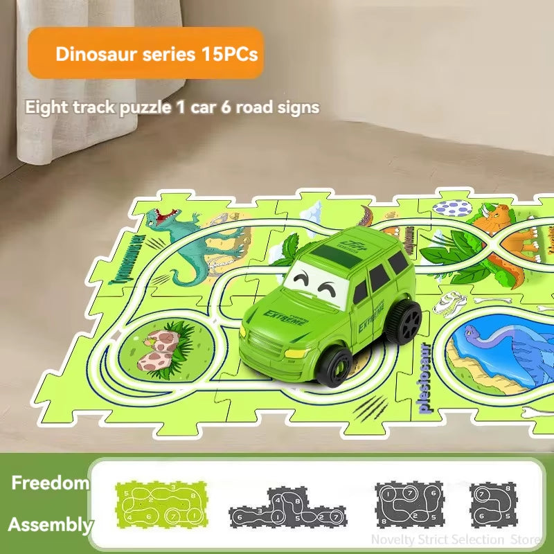 Puzzel Toy Set Rail Car DIY Assemble Jigsaw Flexible Railway Track Parent-Child Interaction Toy Electric Car Puzzle Toys Gifts