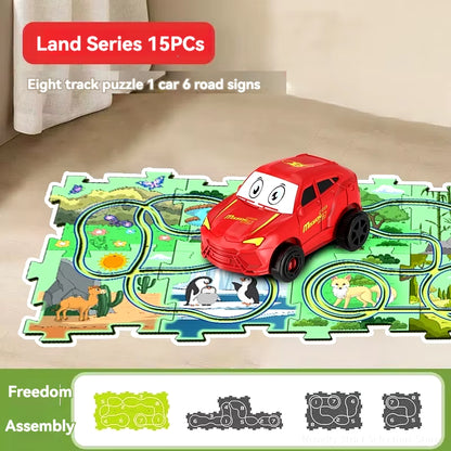 Puzzel Toy Set Rail Car DIY Assemble Jigsaw Flexible Railway Track Parent-Child Interaction Toy Electric Car Puzzle Toys Gifts