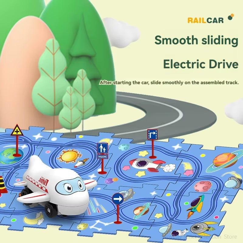 Puzzel Toy Set Rail Car DIY Assemble Jigsaw Flexible Railway Track Parent-Child Interaction Toy Electric Car Puzzle Toys Gifts