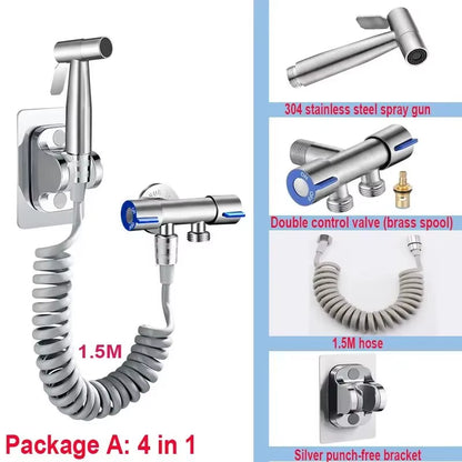 Handheld Bidet Sprayer Set Stainless Steel Spray Gun Shower Handheld Toilet Bidet Faucet Sprayer Shower Nozzle Self Cleaning