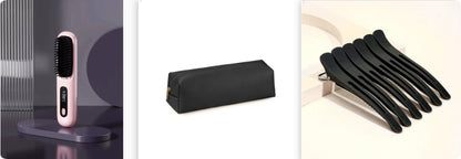 2 in 1 Straight Hair Comb Wireless Hair Straightener Brush Hair Fast Heating Portable Hot Curler USB Charging